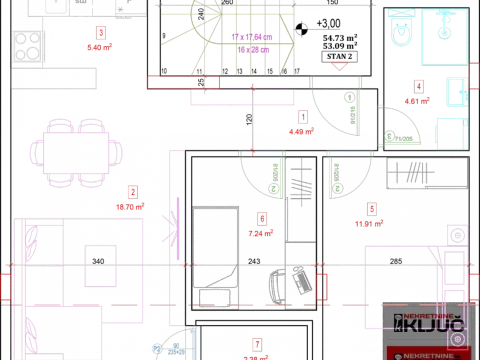 Sale, two bedroom apartment, 53m², Adice, Novi Sad Sve Podlokacije
