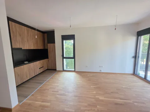 Dnevni boravak sa kuhinjom u novom stanu sa parketom. - image 5