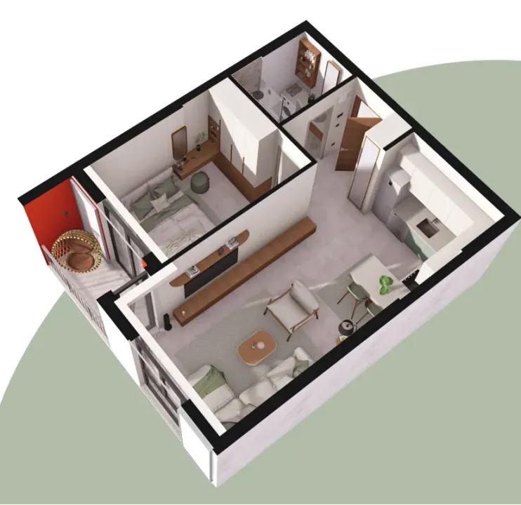 Sale, one bedroom apartment, 44m², Radanovići, Kotor