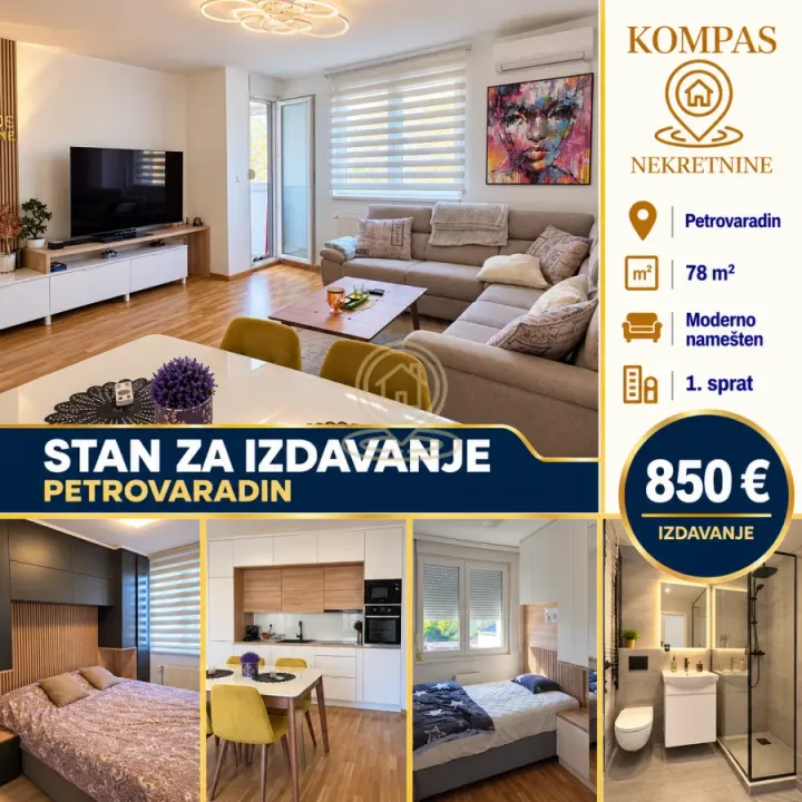 Rent, four bedroom apartment, 78m², Petrovaradin, Novi Sad
