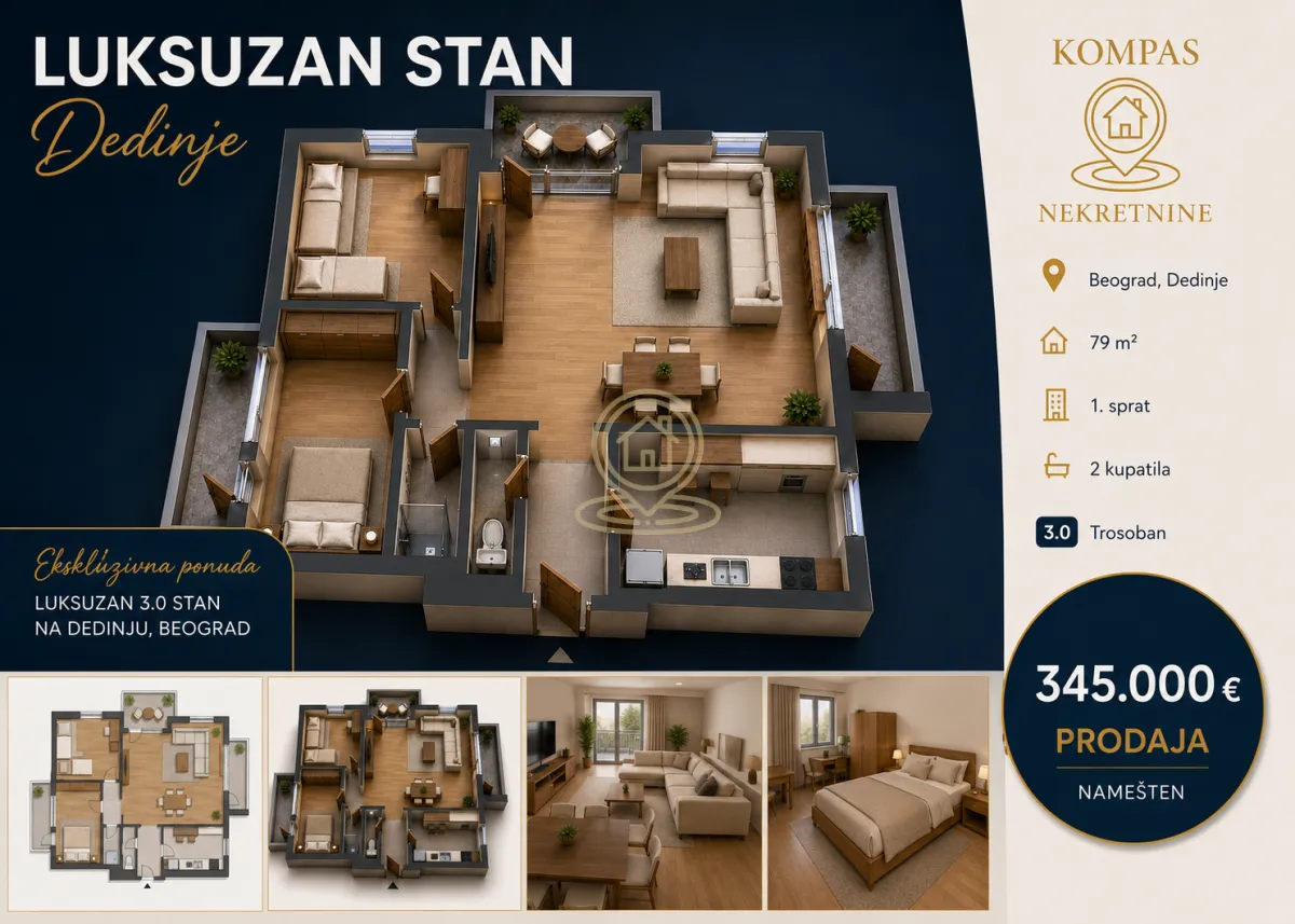 Prodaja, trosoban stan, 79m², Savski Venac, Beograd