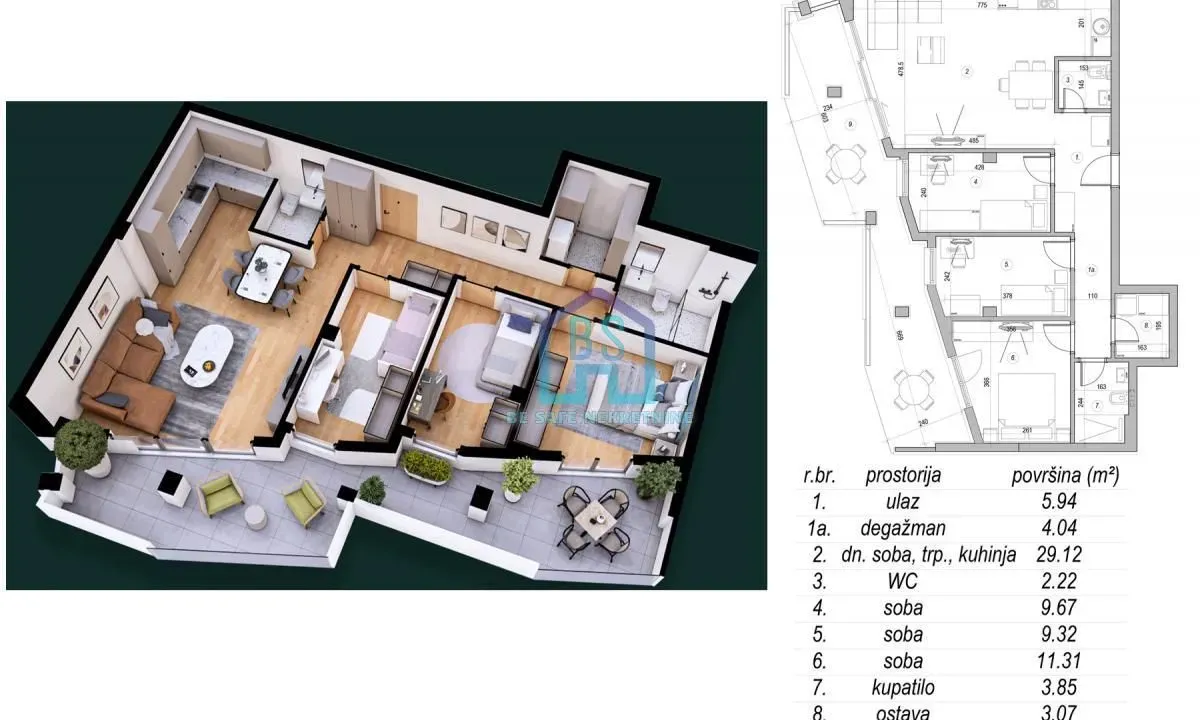 Prodaja, trosoban stan, 79m², Mišeluk, Petrovaradin