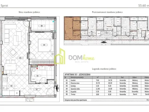 Sale, one bedroom apartment, 55m², Đuraševići, Tivat - image 7