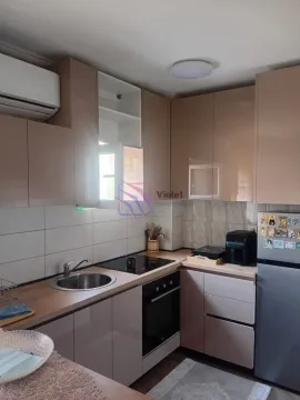 Compact equipped kitchen with upper and lower cabinets and built-in appliances. - image 6