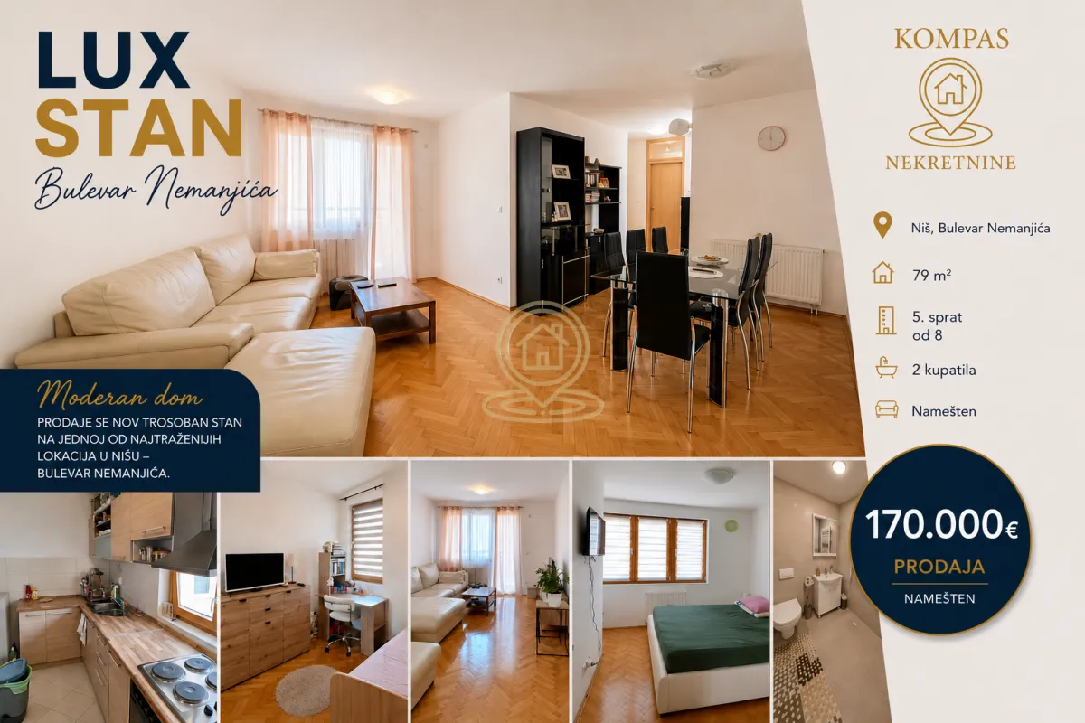 Prodaja, trosoban stan, 79m², Medijana, Niš