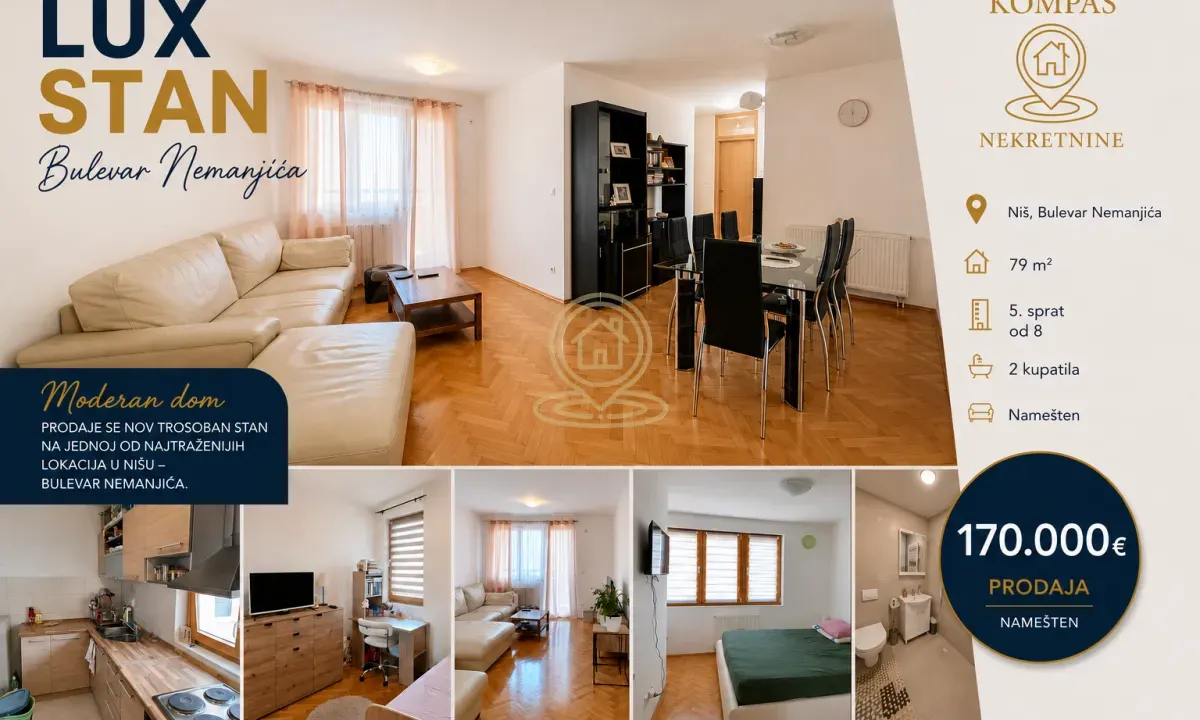 Prodaja, trosoban stan, 79m², Medijana, Niš