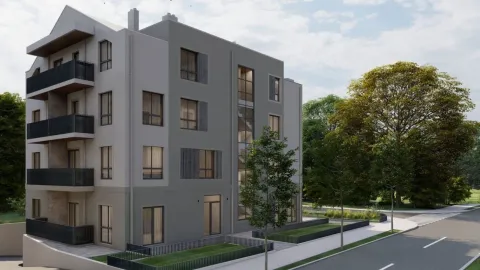 Exterior view of a modern residential building with balconies and a landscaped yard. - image 2