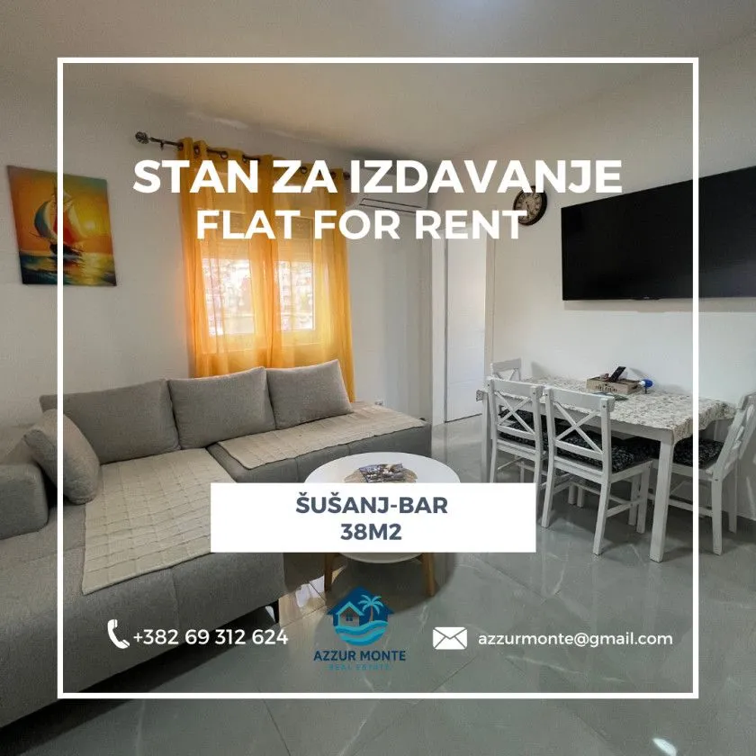 Izdavanje, stan, 38m², Šušanj, Bar
