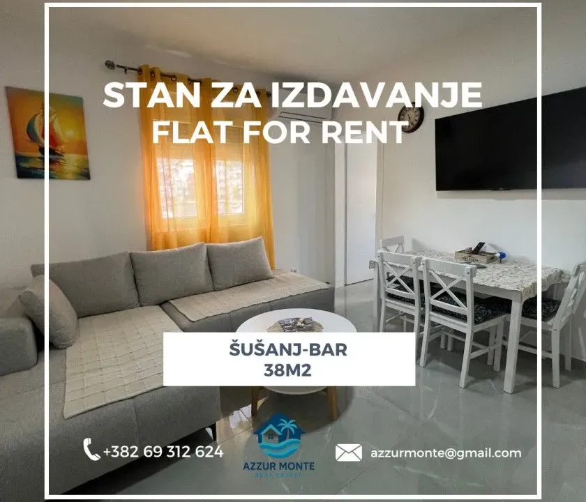 Izdavanje, stan, 38m², Šušanj, Bar