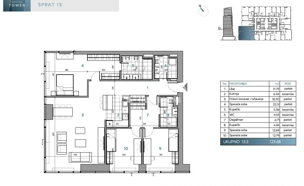 Rent, four bedroom apartment, 123m², Novi Beograd Blok 65, Novi Beograd Sve Podlokacije