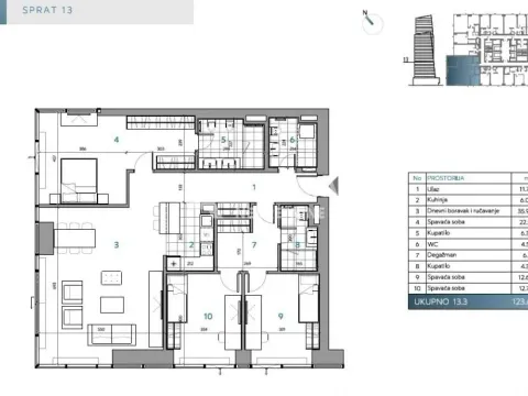Rent, four bedroom apartment, 123m², Novi Beograd Blok 65, Novi Beograd Sve Podlokacije - image 12