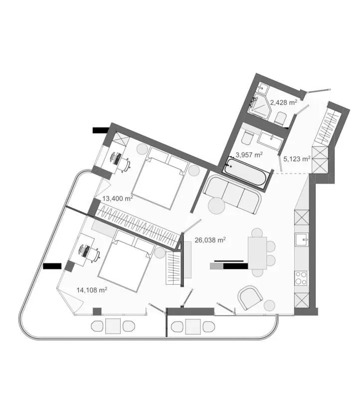 Sale, two bedroom apartment, 76m², Bar, Crna Gora