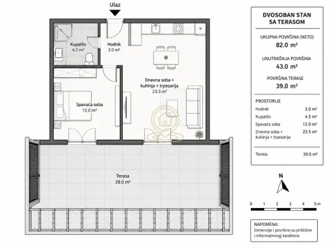 Sale, two bedroom apartment, 43m², Bubanj, Kragujevac - image 2