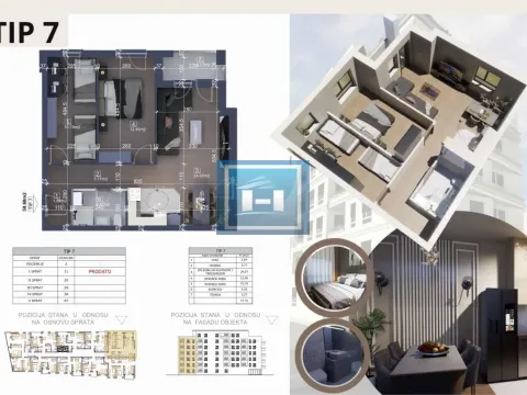 Sale, two bedroom apartment, 59m², Centar, Ćuprija