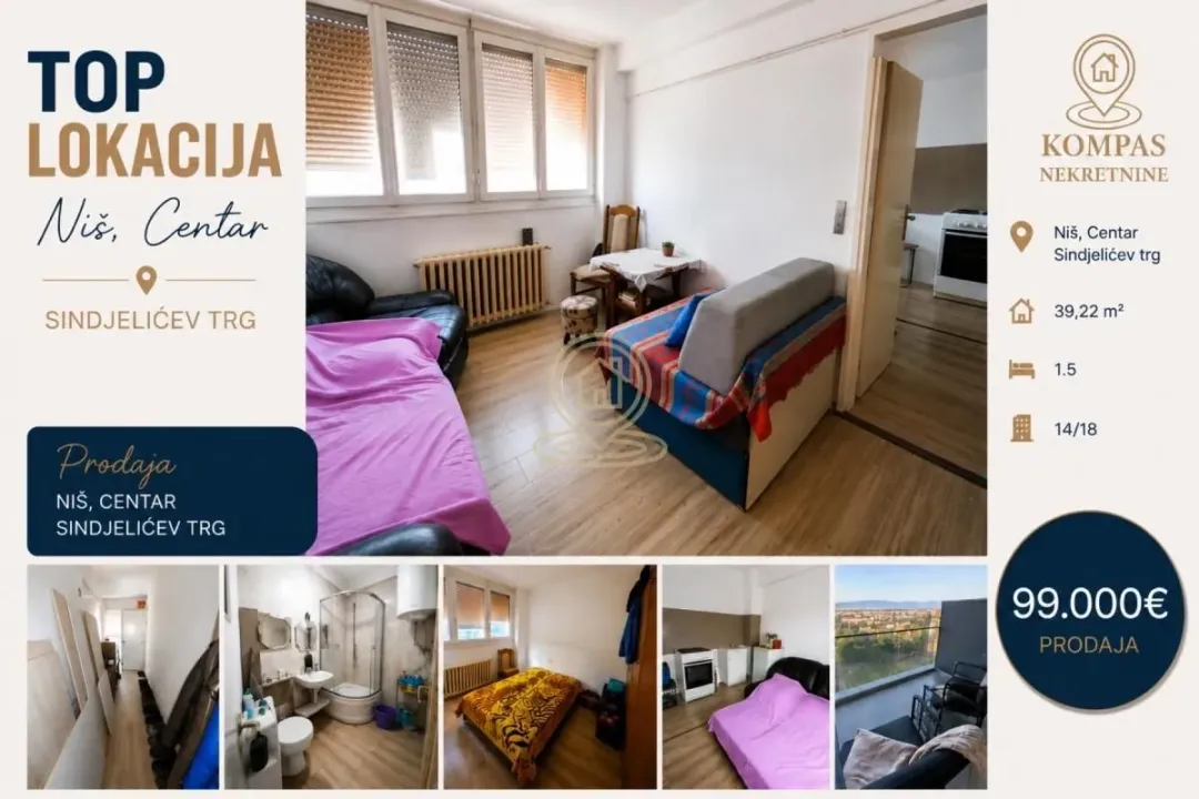 Sale, one bedroom apartment, 39m², Medijana, Niš