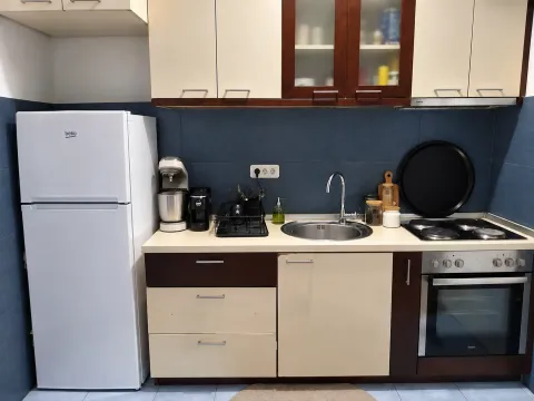 Kuhinja opremljena elementima, frižiderom i ugradnom tehnikom. - image 3