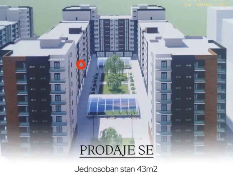 Sale, one bedroom apartment, 43m², Stari Aerodrom, Podgorica