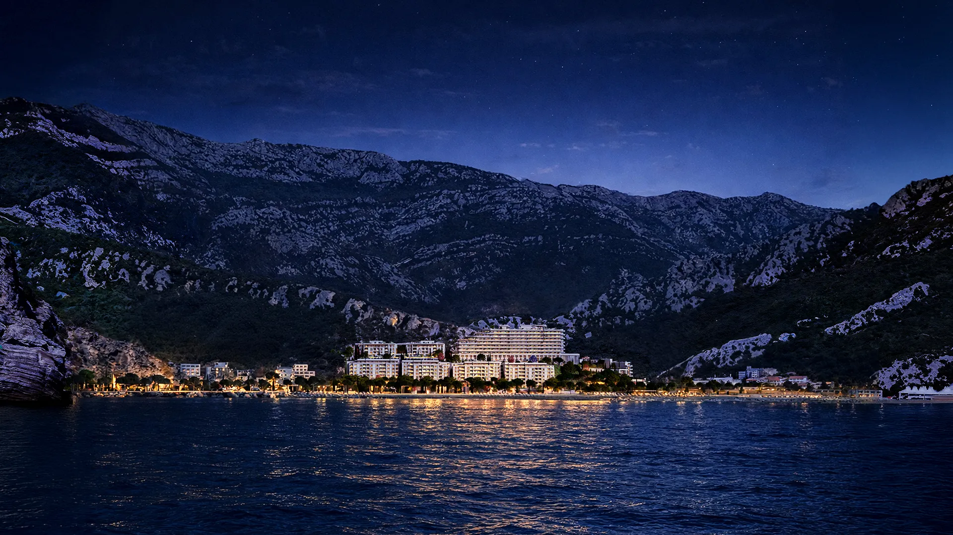 AMMA Resort Night Aerial View