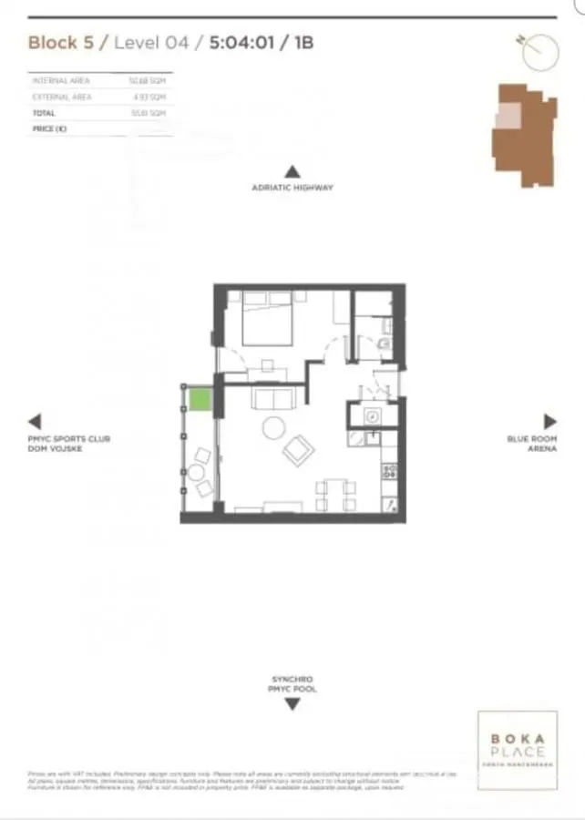 Prodaja, jednosoban stan, 55m², Porto Montenegro, Tivat