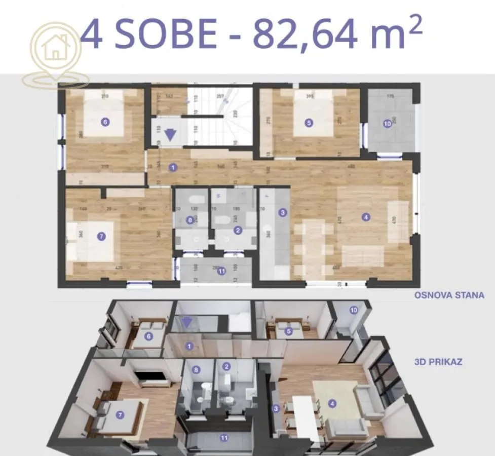 Sale, four bedroom apartment, 82m², Telep, Novi Sad Sve Podlokacije