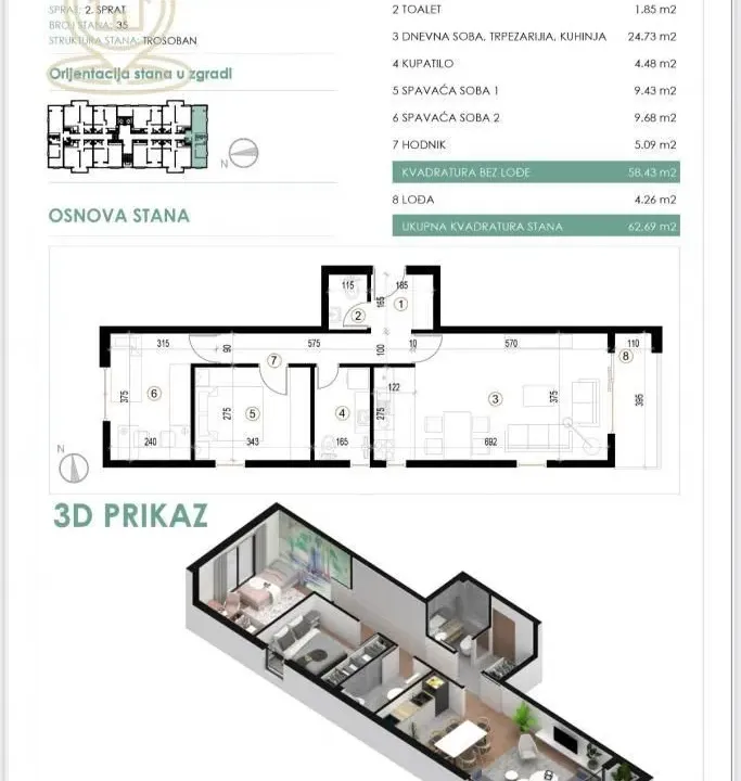 Prodaja, trosoban stan, 63m², Cvetanova Ćuprija, Zvezdara Sve Podlokacije