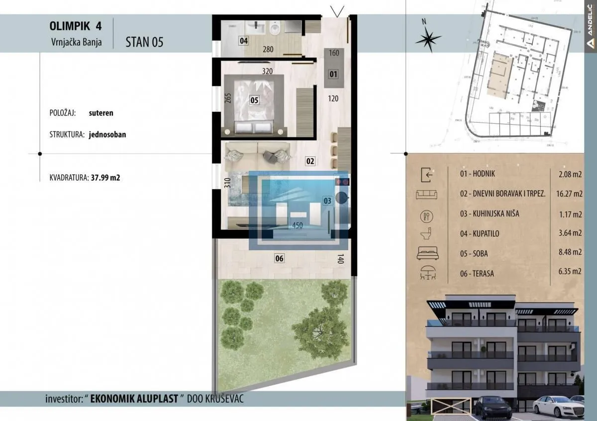 Prodaja, jednosoban stan, 37m², Vrnjačka Banja, Srbija