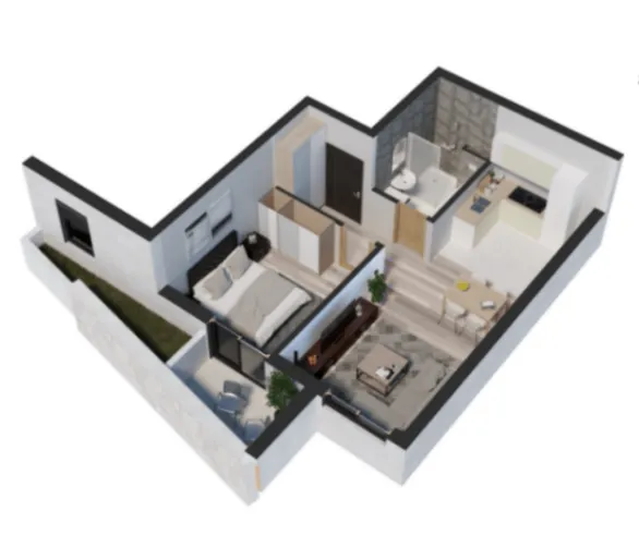 Sale, one bedroom apartment, 46m², Petrovac, Budva