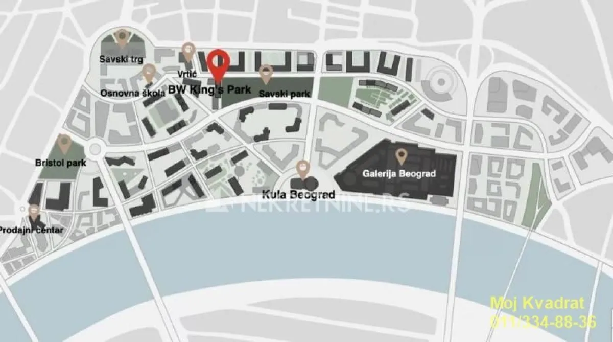 Prodaja, dvosoban stan, 54m², Savski Venac, Beograd