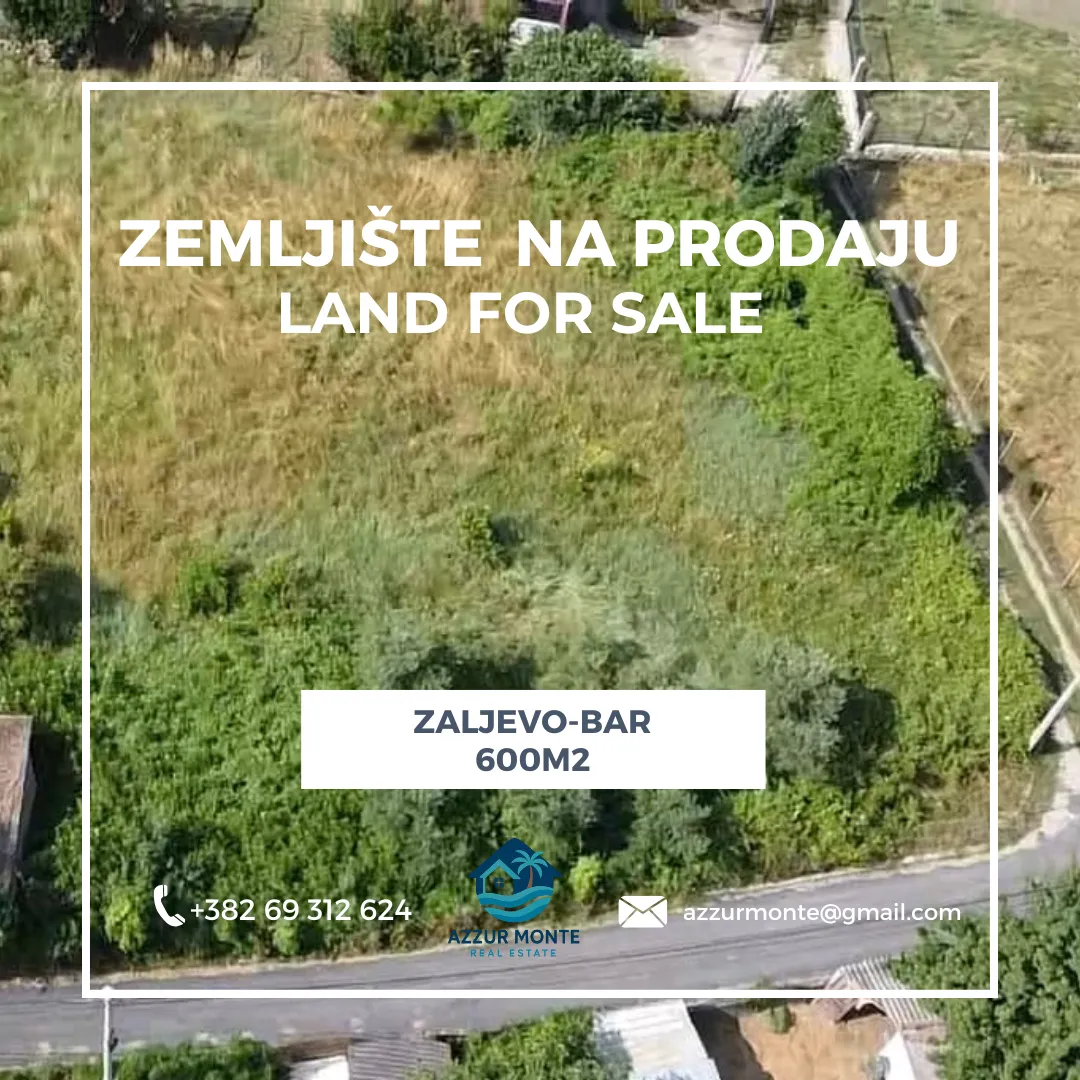 Prodaja, plac, 600m², Zaljevo, Bar