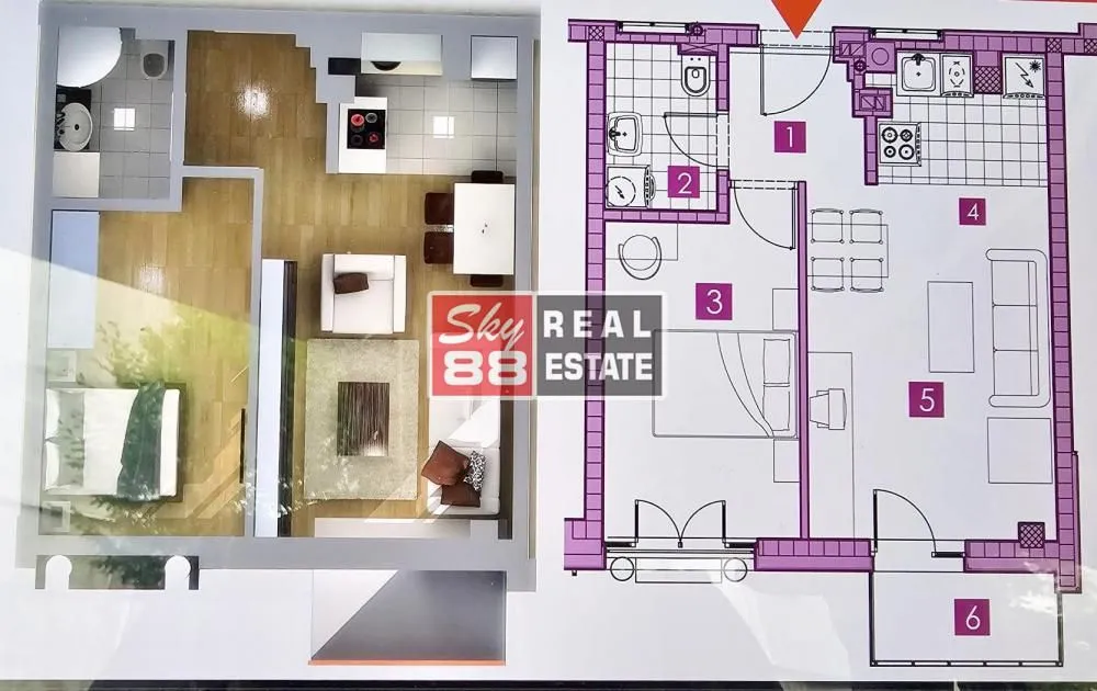 Sale, one bedroom apartment, 44m², Čubura, Beograd