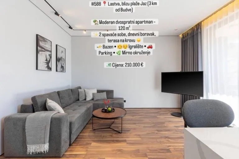 Sale, two bedroom apartment, 120m², Lastva Grbaljska, Kotor