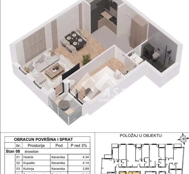 Prodaja, dvosoban stan, 43m², Centar, Novi Sad