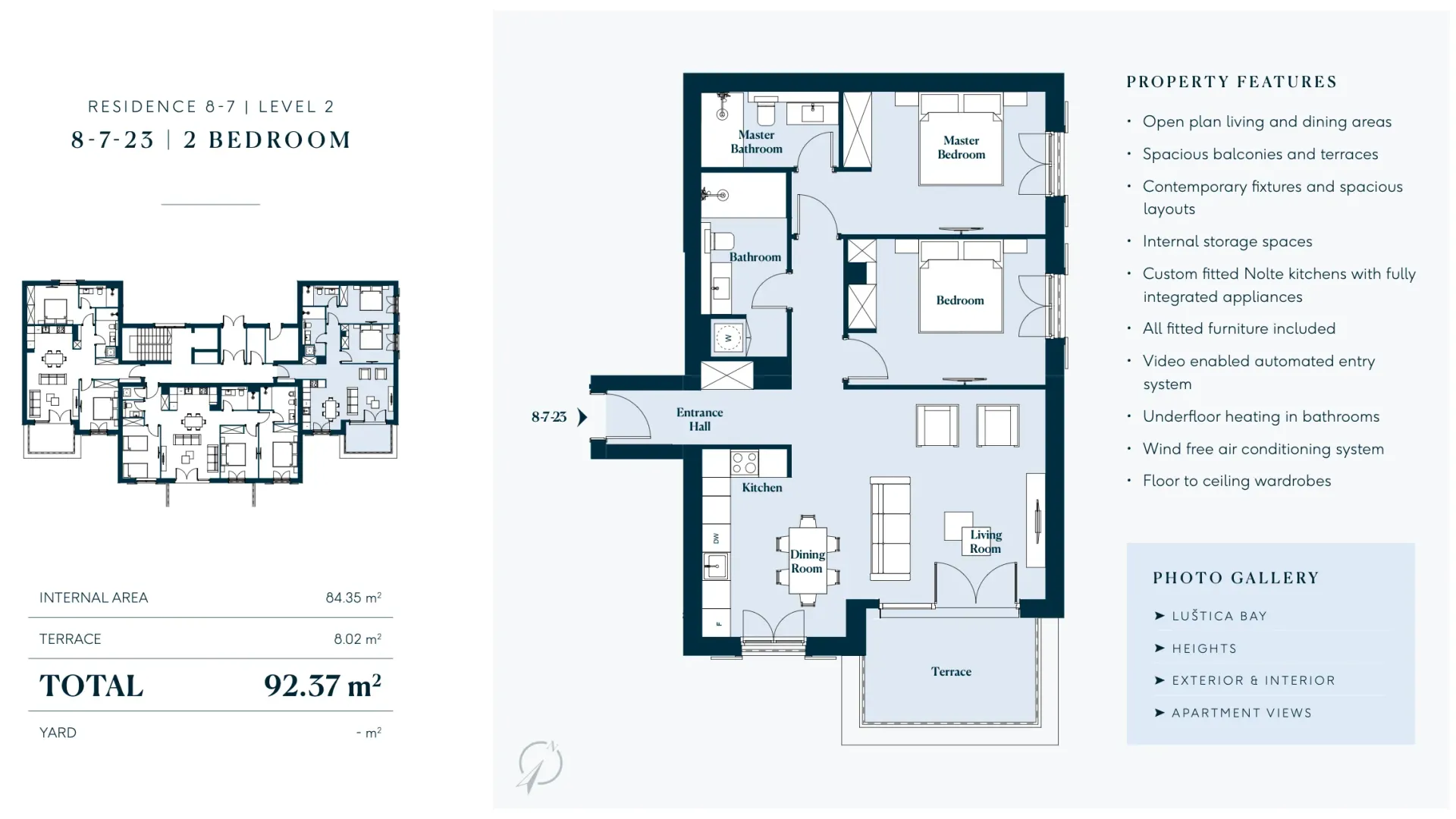 Sale, two bedroom apartment, 92m², Luštica Bay, Tivat