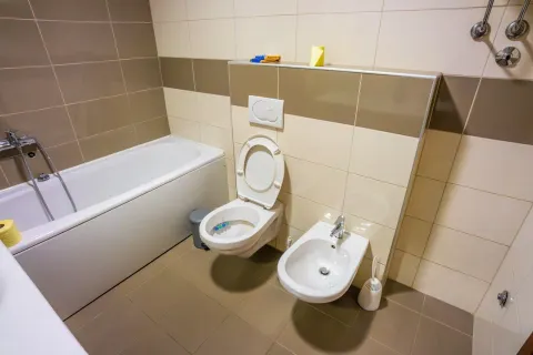 Kupatilo sa kadom, toaletom i bideom u svijetlim tonovima. - image 5