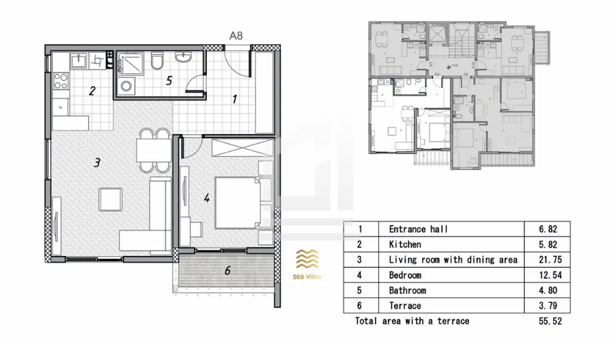 Prodaja, jednosoban stan, 56m², Sutomore, Bar