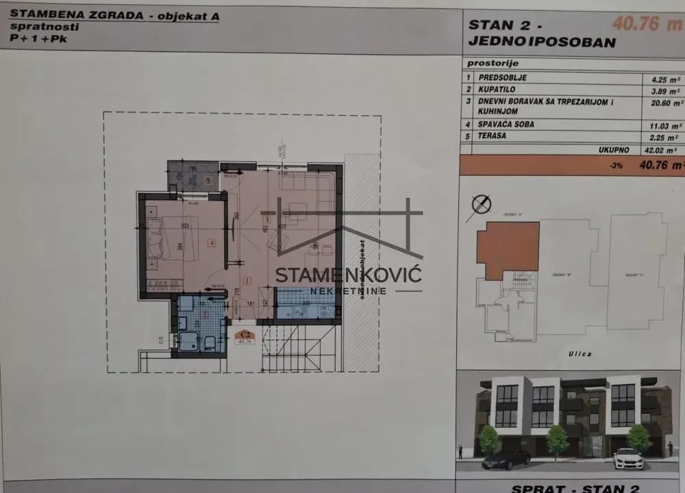 Sale, two bedroom apartment, 41m², Adice, Novi Sad Sve Podlokacije