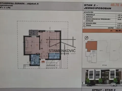 Prodaja, dvosoban stan, 41m², Adice, Novi Sad Sve Podlokacije