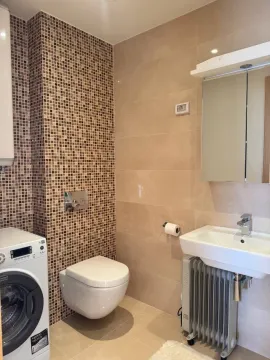 Kompaktno kupatilo sa sanitarijama, umivaonikom i veš mašinom. - image 4