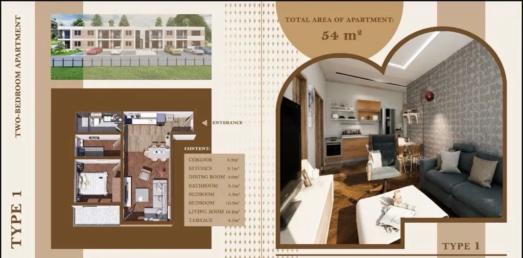 Prodaja, dvosoban stan, 54m², Velika Plaža, Ulcinj