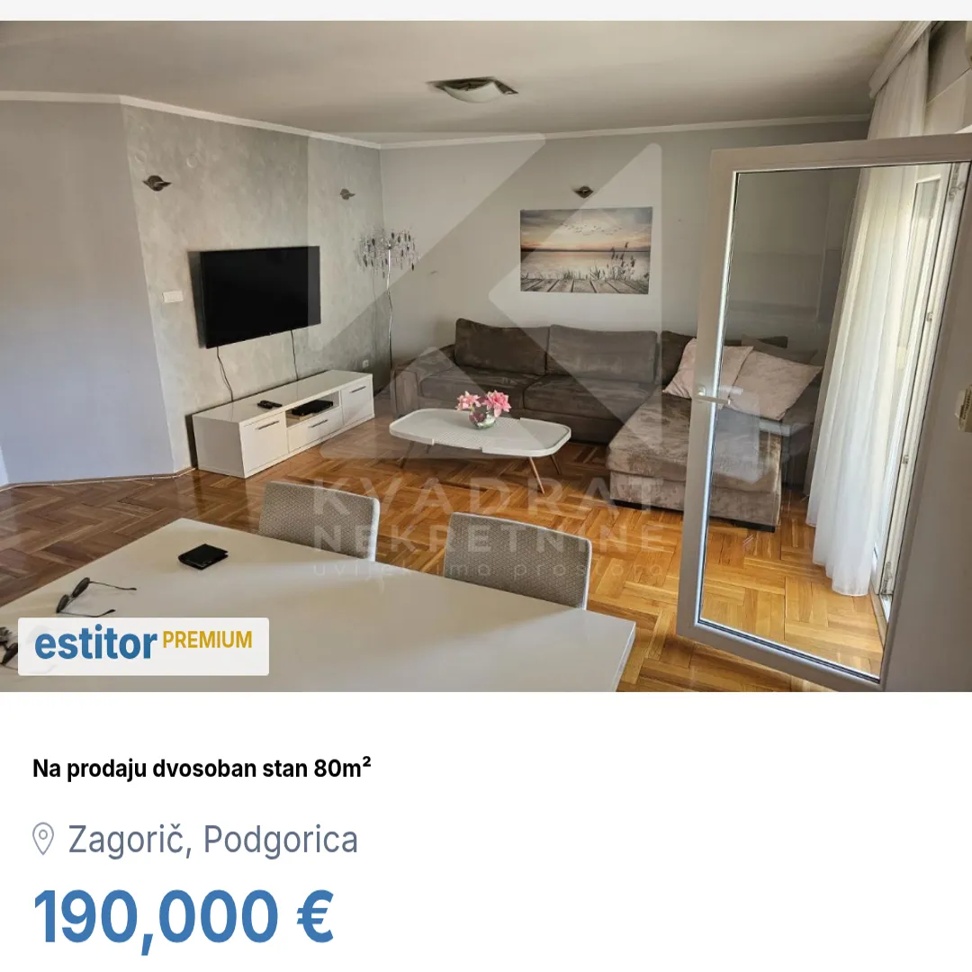 Prodaja, dvosoban stan, 80m², Zagorič, Podgorica