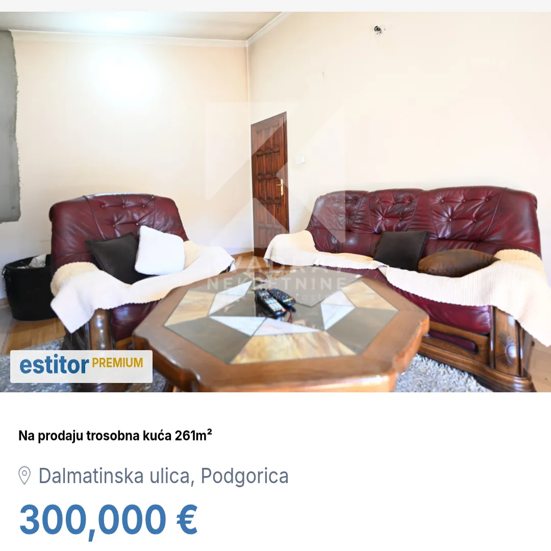 Prodaja, kuća, 261m², Dalmatinska ulica, Podgorica