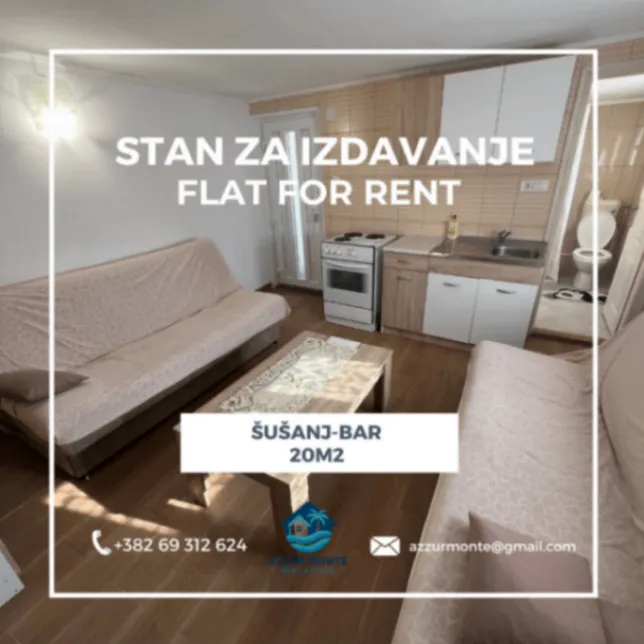 Izdavanje, stan, 20m², Šušanj, Bar