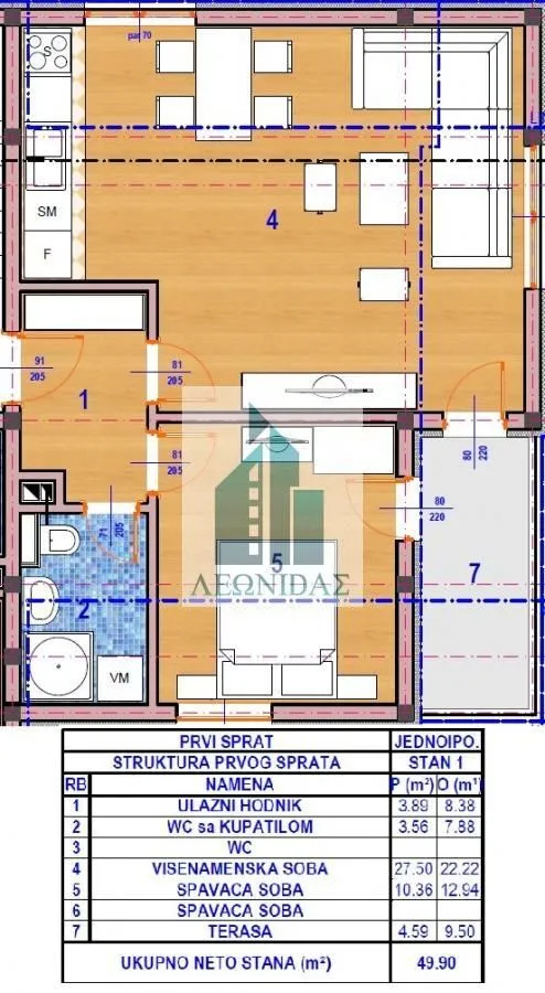 Prodaja, jednosoban stan, 50m², Donja Vrežina, Niš