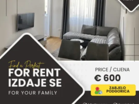 Izdavanje, jednosoban stan, 55m², Zabjelo, Podgorica