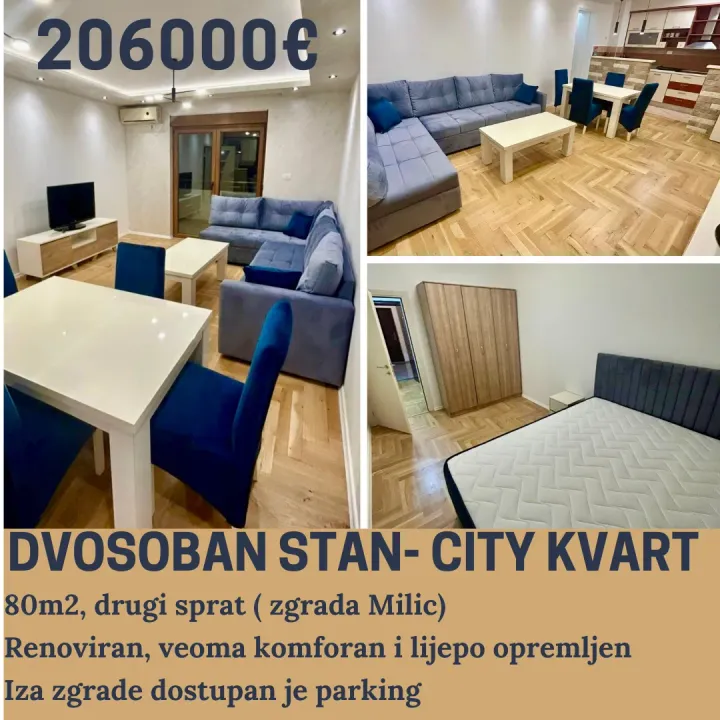 Prodaja, dvosoban stan, 80m², City Kvart, Podgorica