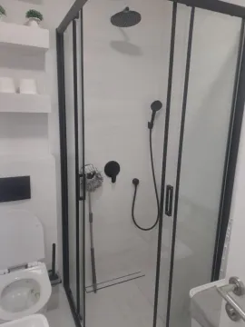 Modern bathroom with a walk-in shower and built-in fixtures. - image 12