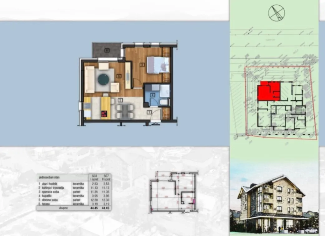 Sale, one bedroom apartment, 44m², Kolašin, Crna Gora