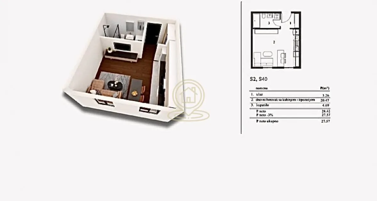 Prodaja, jednosoban stan, 27m², Pantelej, Niš