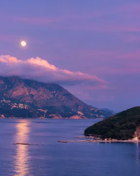 View of the sea and mountains with moonlight at dusk. - image 10