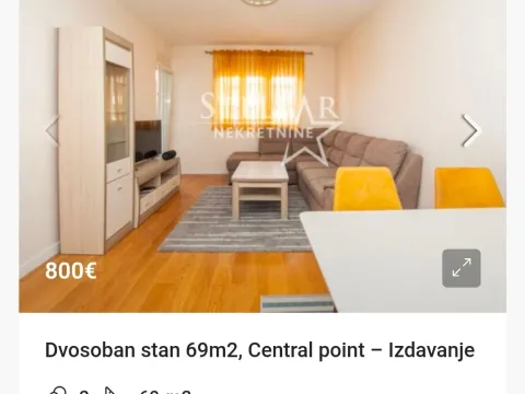 Izdavanje, dvosoban stan, 69m², Central Point, Podgorica - image 2